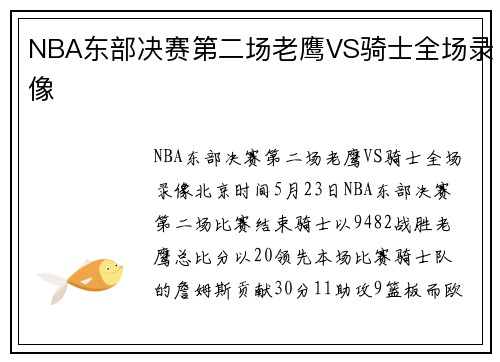 NBA东部决赛第二场老鹰VS骑士全场录像